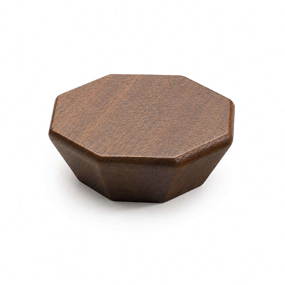 Faceted octagonal walnut cabinet knob, style #2 (60 mm option).