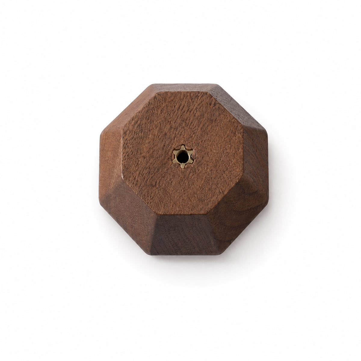 Additional view of faceted octagonal walnut cabinet knob, style #2 (60 mm option).