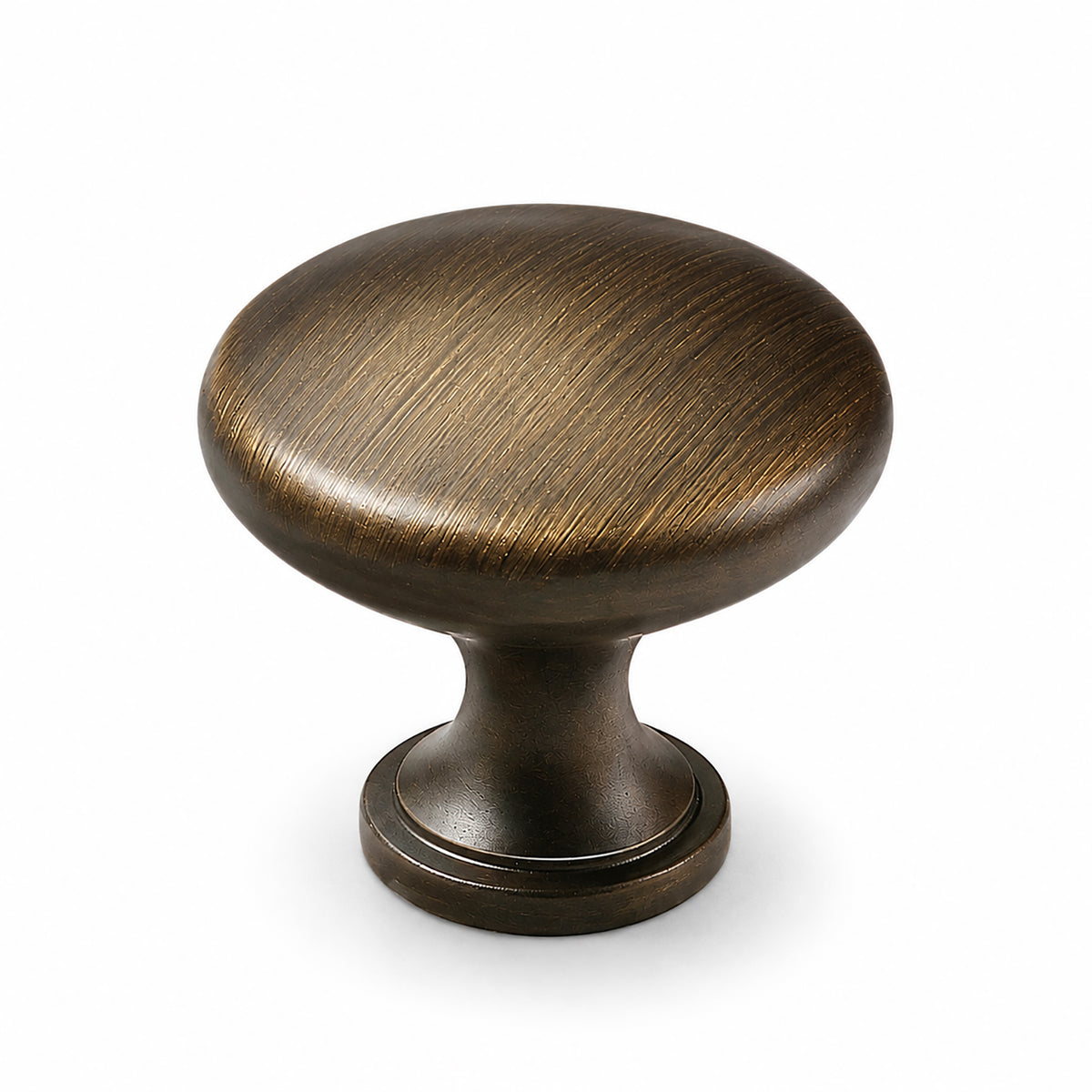 Bronze-finish solid brass round cabinet knob, style #3 (30 mm).