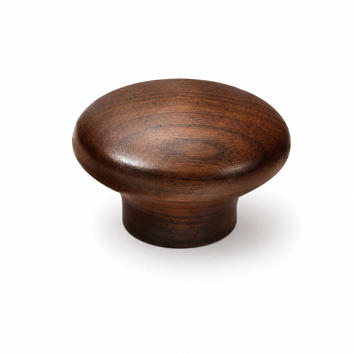 Dark wood mushroom cabinet knob with a broad oval top, style #3 (45 mm).
