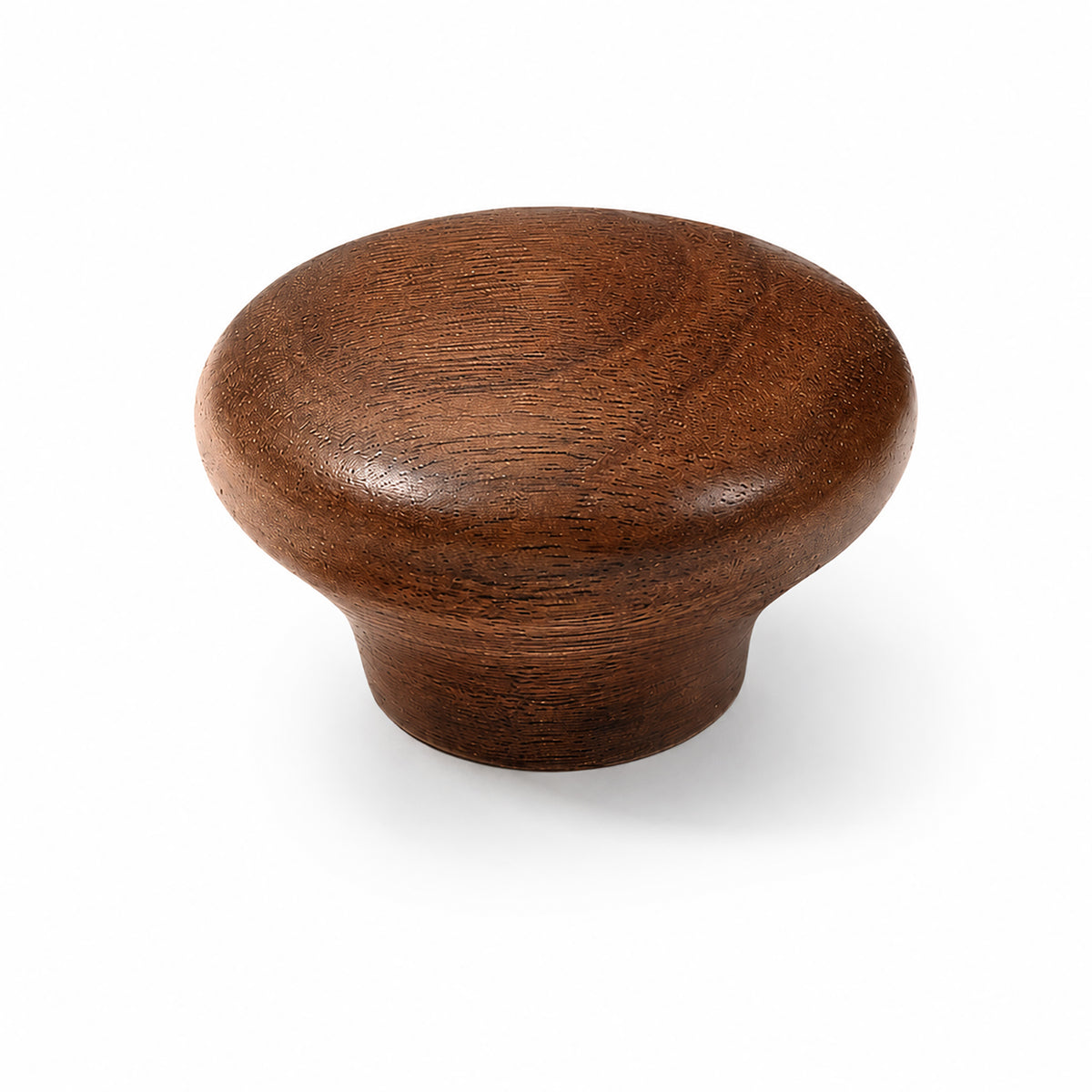 Dark wood mushroom cabinet knob with a broad oval top, style #3 (55 mm).