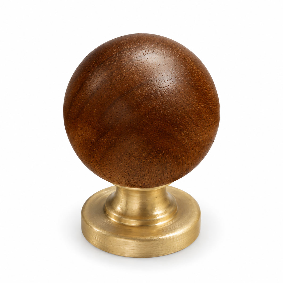 Dark wood ball cabinet knob on a brass base, style #3 (30 mm).