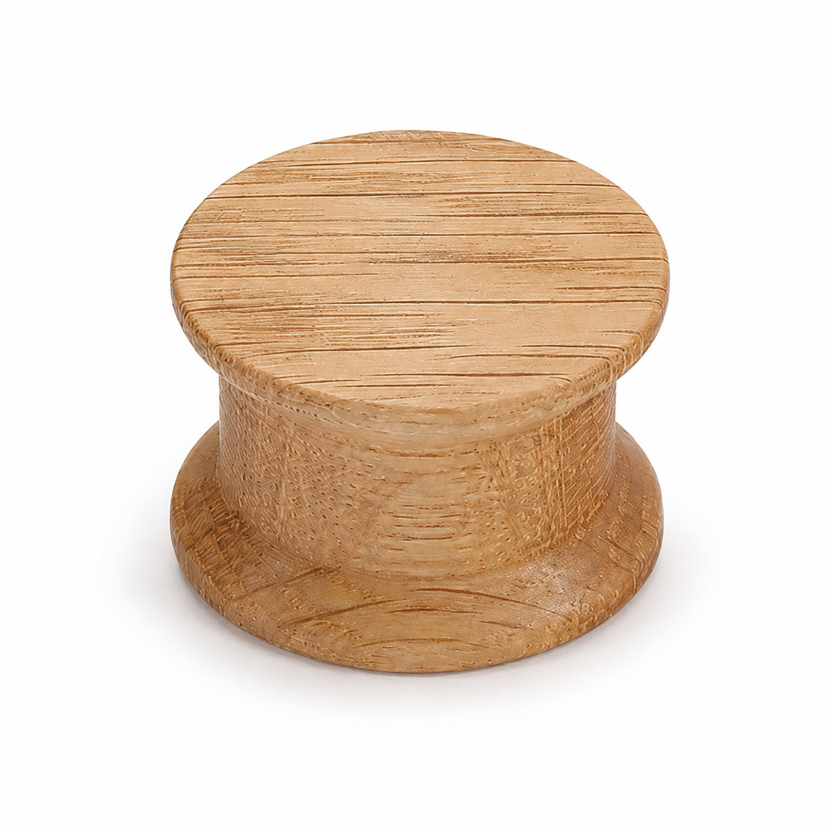 Round oak wood cabinet knob, style #3.