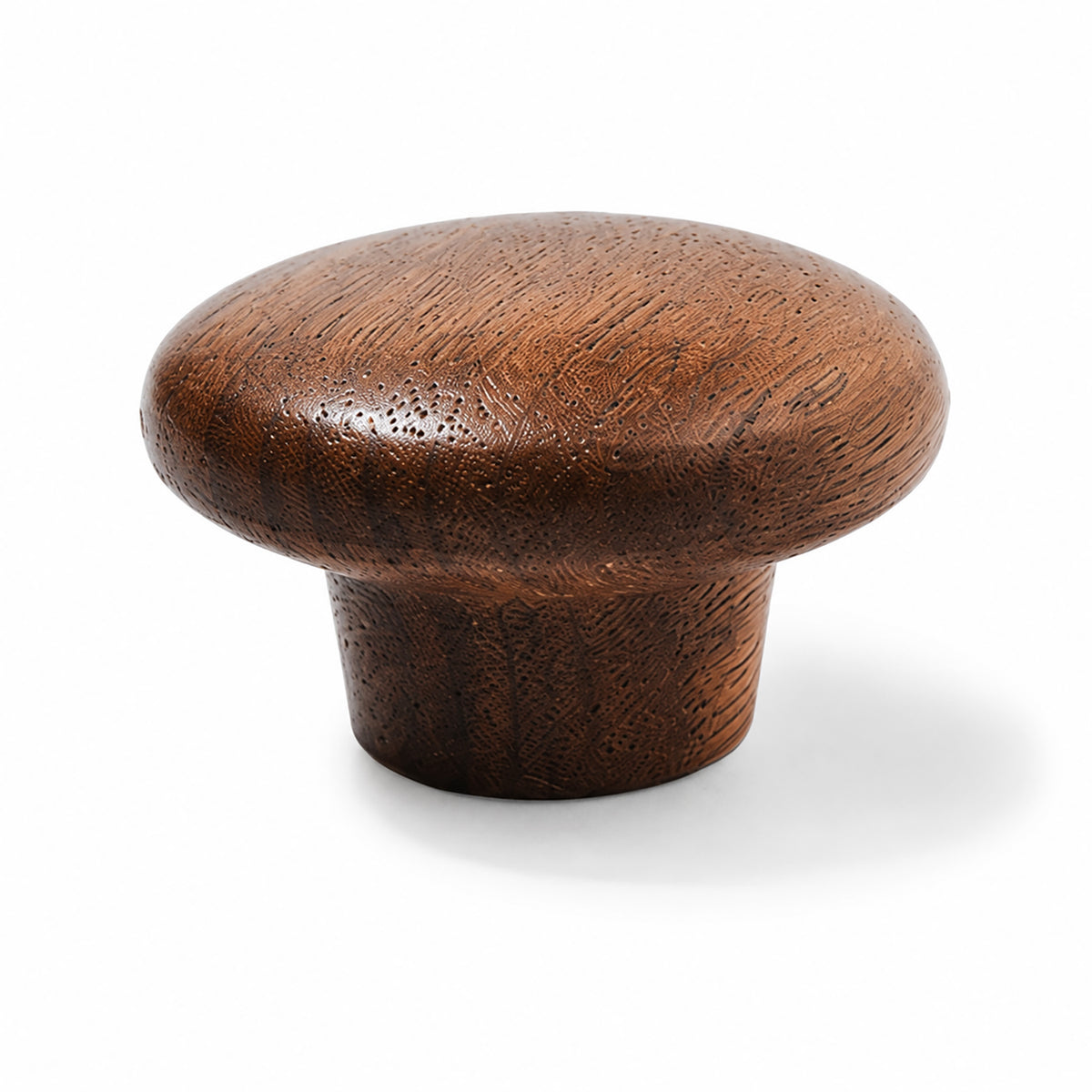 Rounded walnut wood mushroom cabinet knob, style #3.