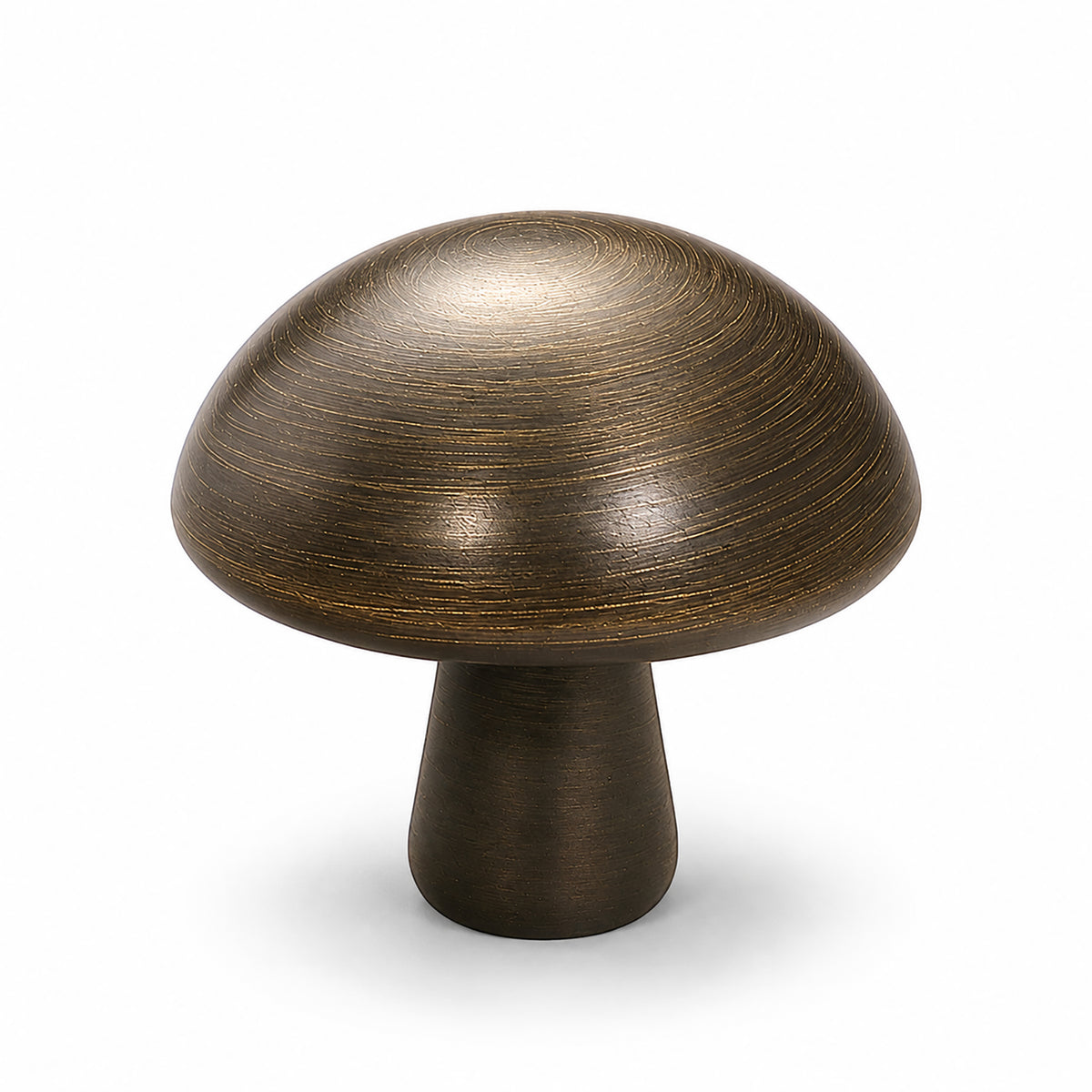 Bronze-finish solid brass round cabinet knob, style #4.