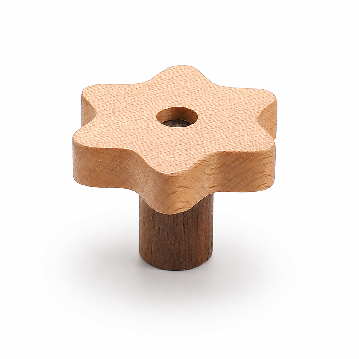 Flower-shaped wood cabinet knob, style #4.