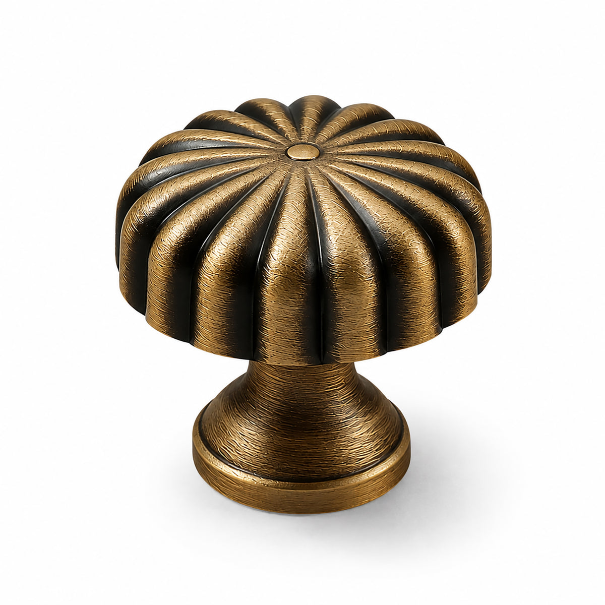 Fluted floral brass cabinet knob with brushed bronze finish, style #5 (24 mm option).