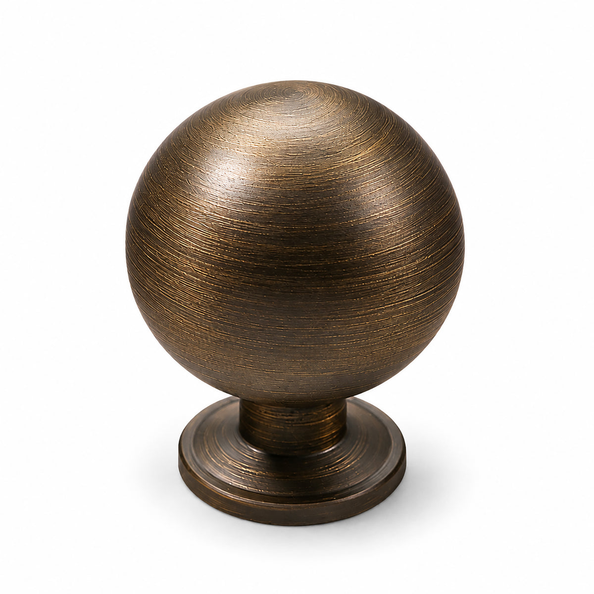 Bronze-finish solid brass round cabinet knob, style #5 (25 mm).