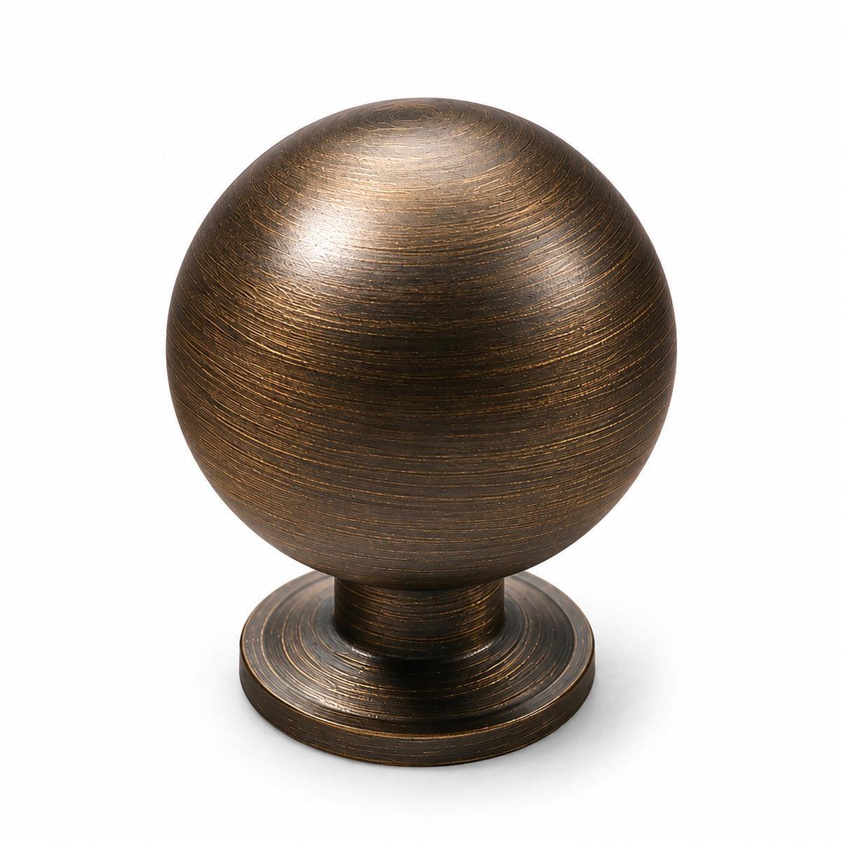 Bronze-finish solid brass round cabinet knob, style #5 (30 mm).