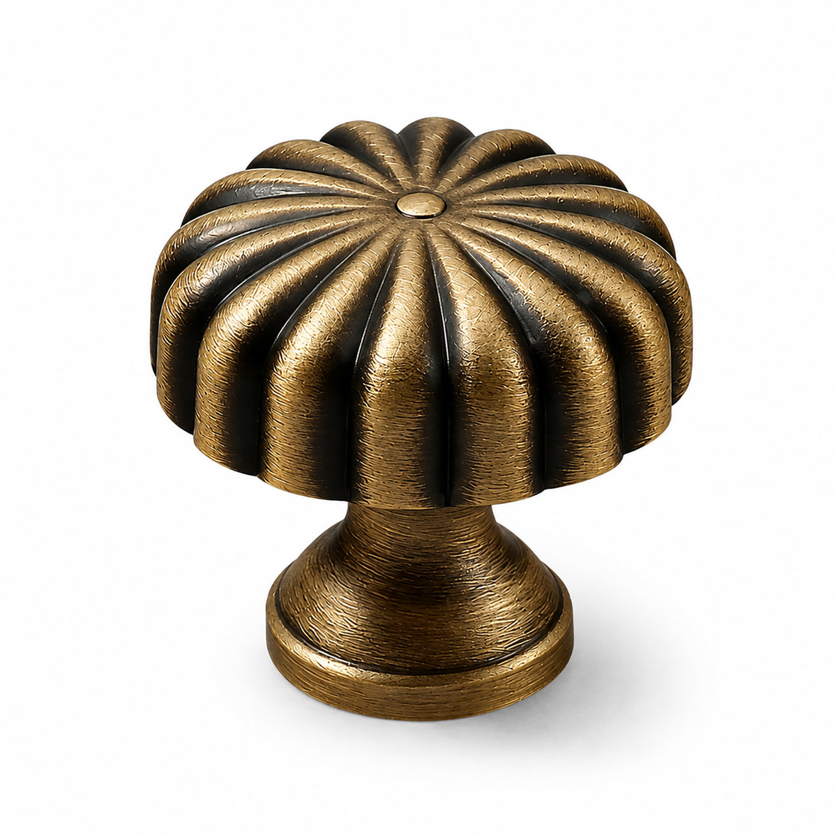 Fluted floral brass cabinet knob with brushed bronze finish, style #5 (30 mm option).