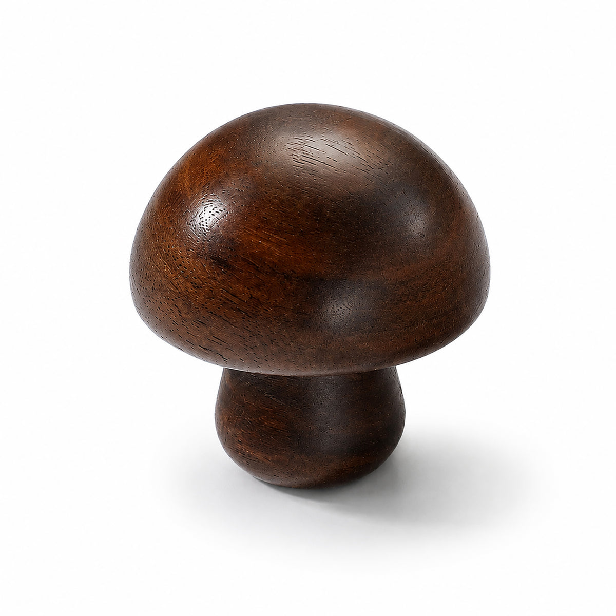 Dark walnut wood domed cabinet knob, style #6.