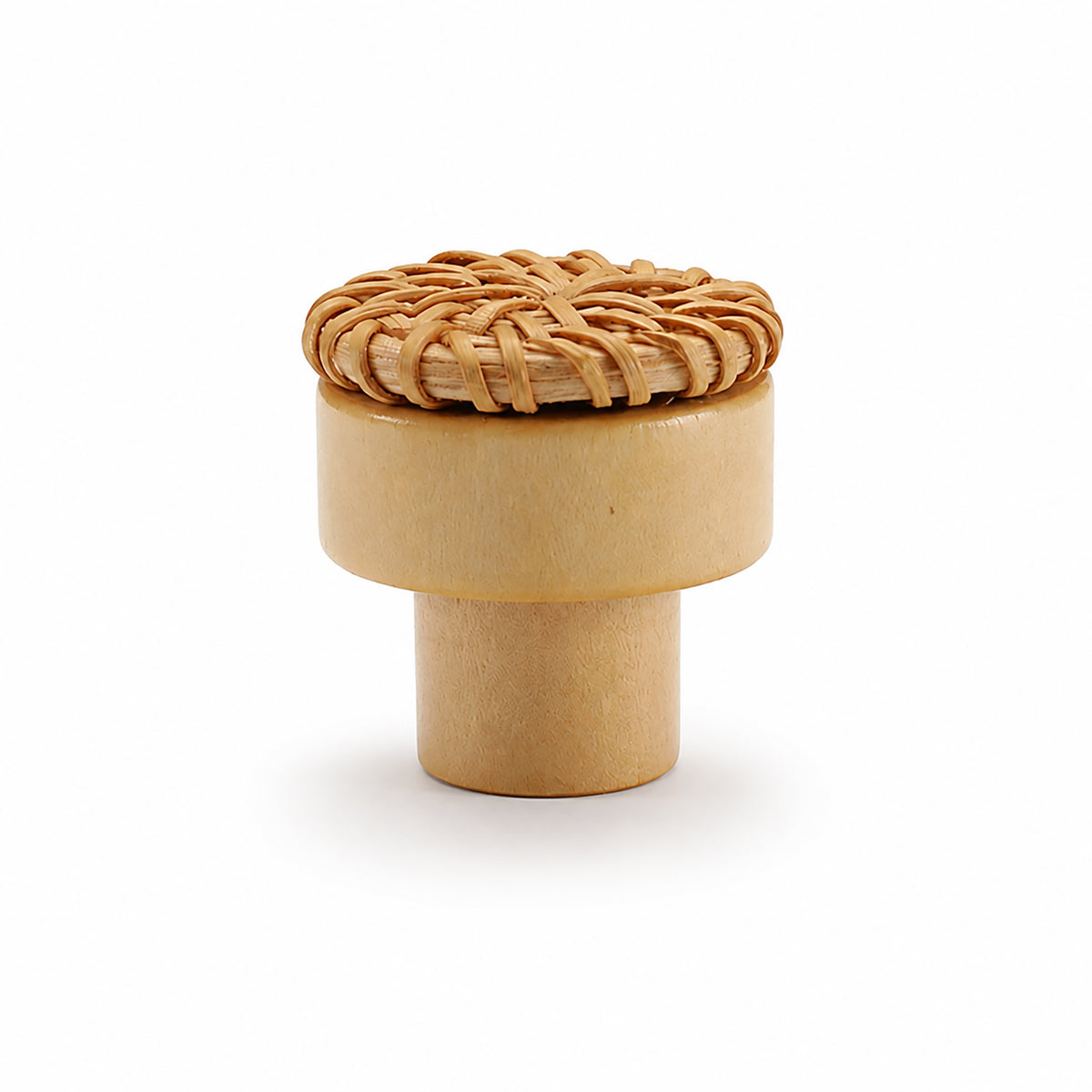 Woven rattan-topped wood cabinet knob, style #6 (30 mm option).