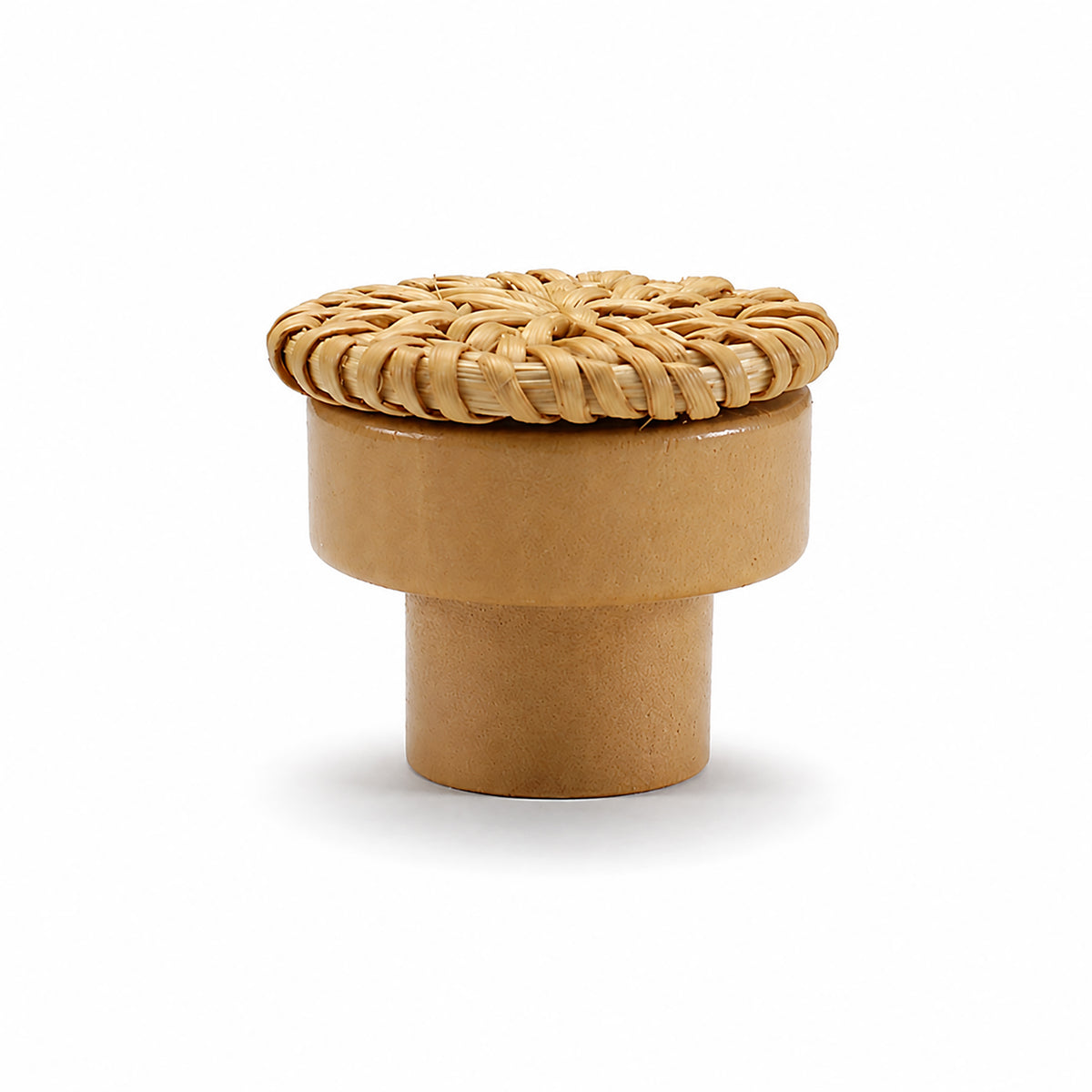 Woven rattan-topped wood cabinet knob, style #6 (35 mm option).