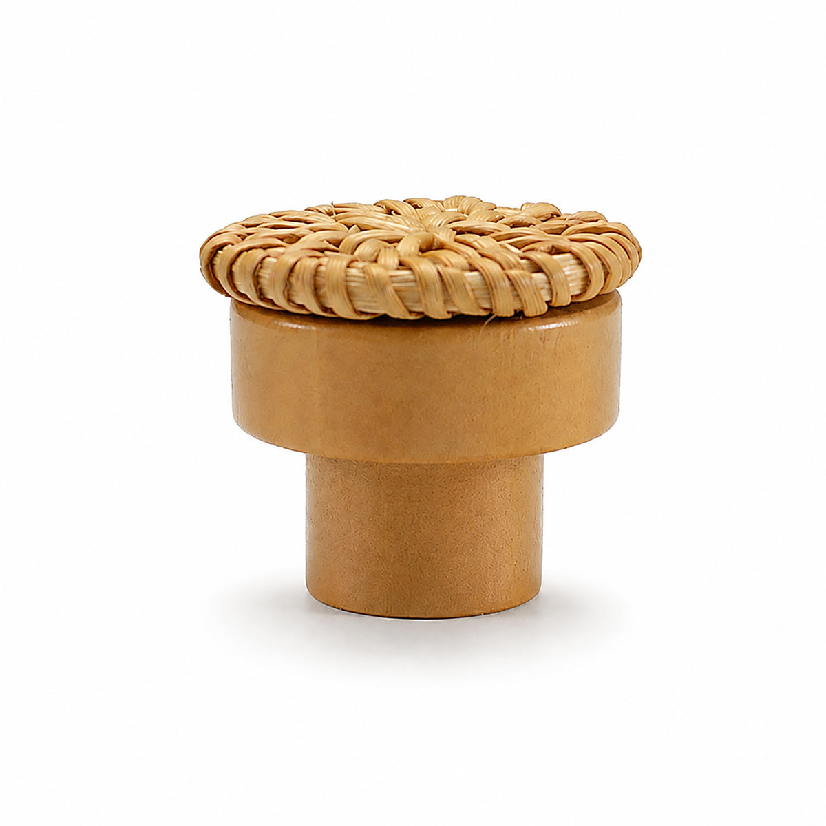 Woven rattan-topped wood cabinet knob, style #6 (40 mm option).