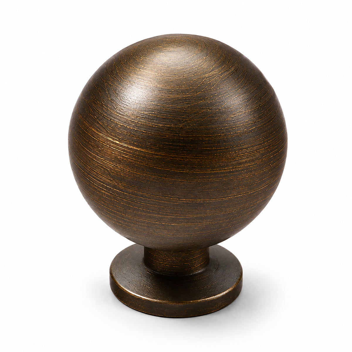 Bronze-finish solid brass round cabinet knob, style #7 (25 mm).
