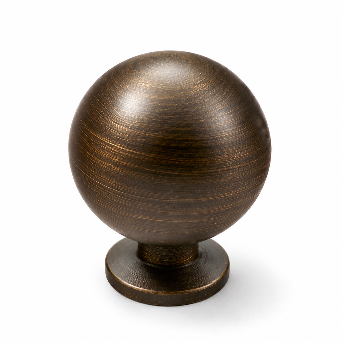 Bronze-finish solid brass round cabinet knob, style #7 (30 mm).