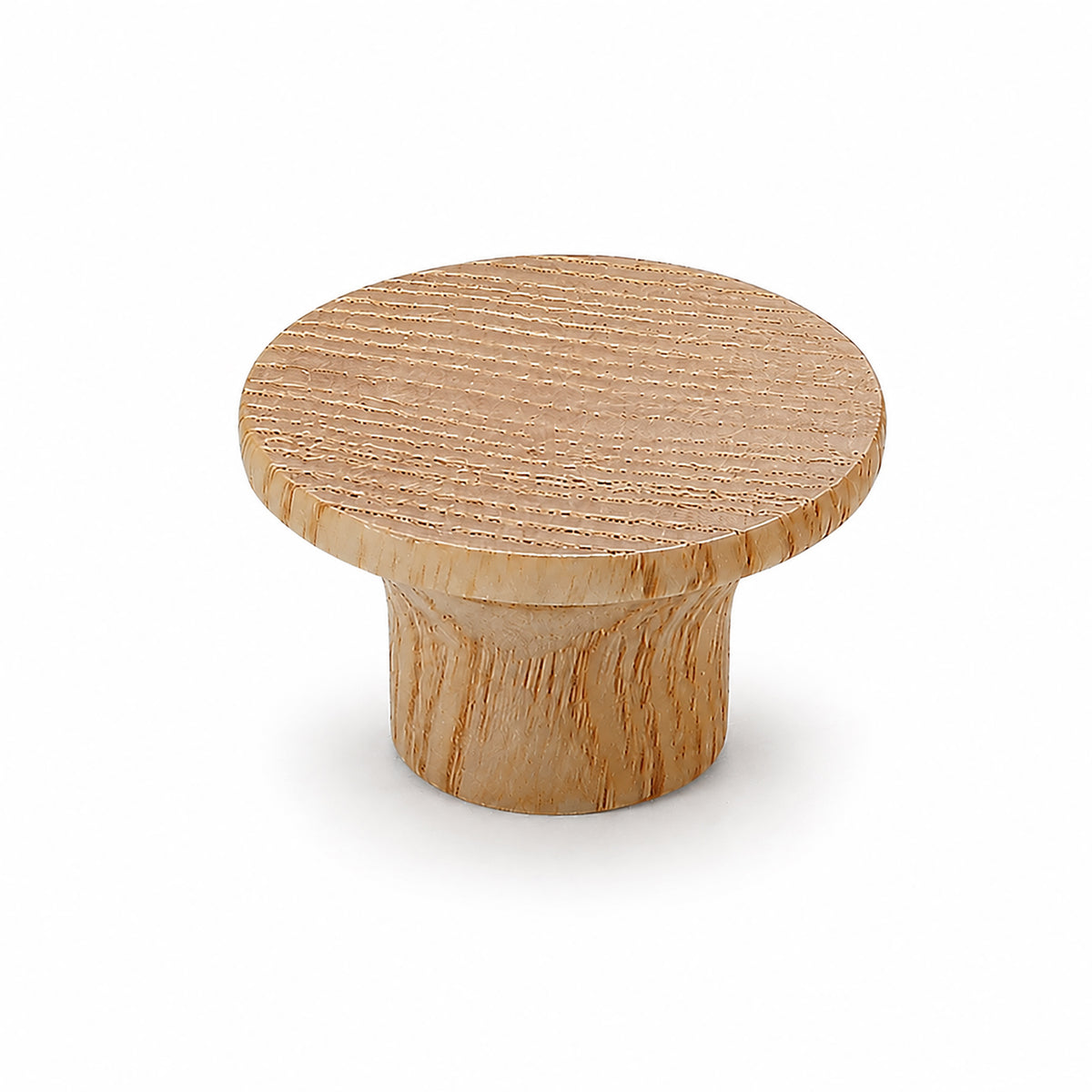 Flat round oak cabinet knob, style #7.