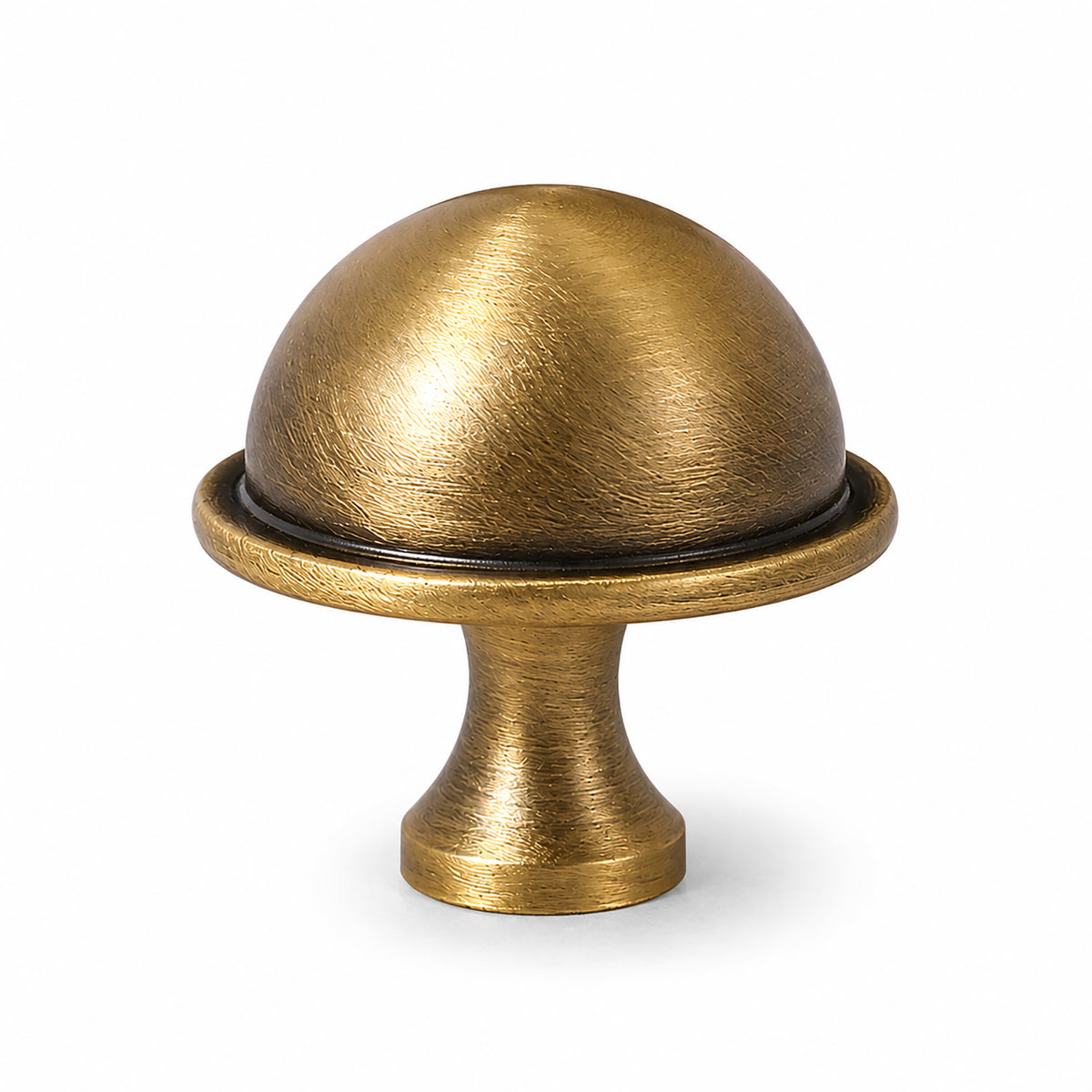 Half-dome brass cabinet knob with brushed bronze finish, style #7.