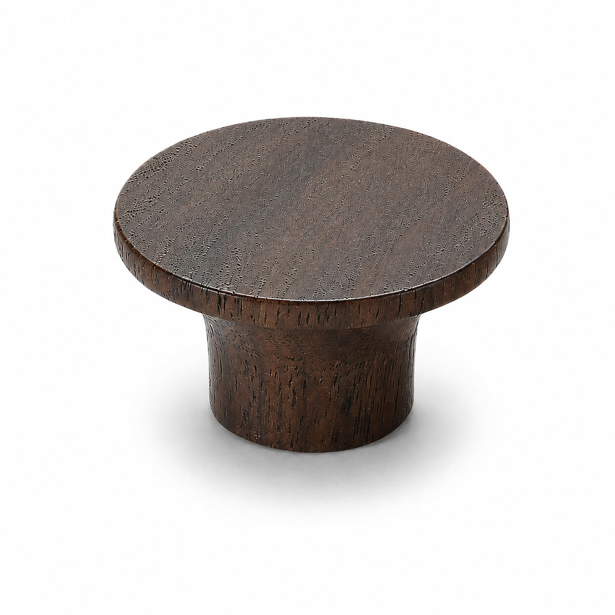 Flat round walnut cabinet knob, style #7.