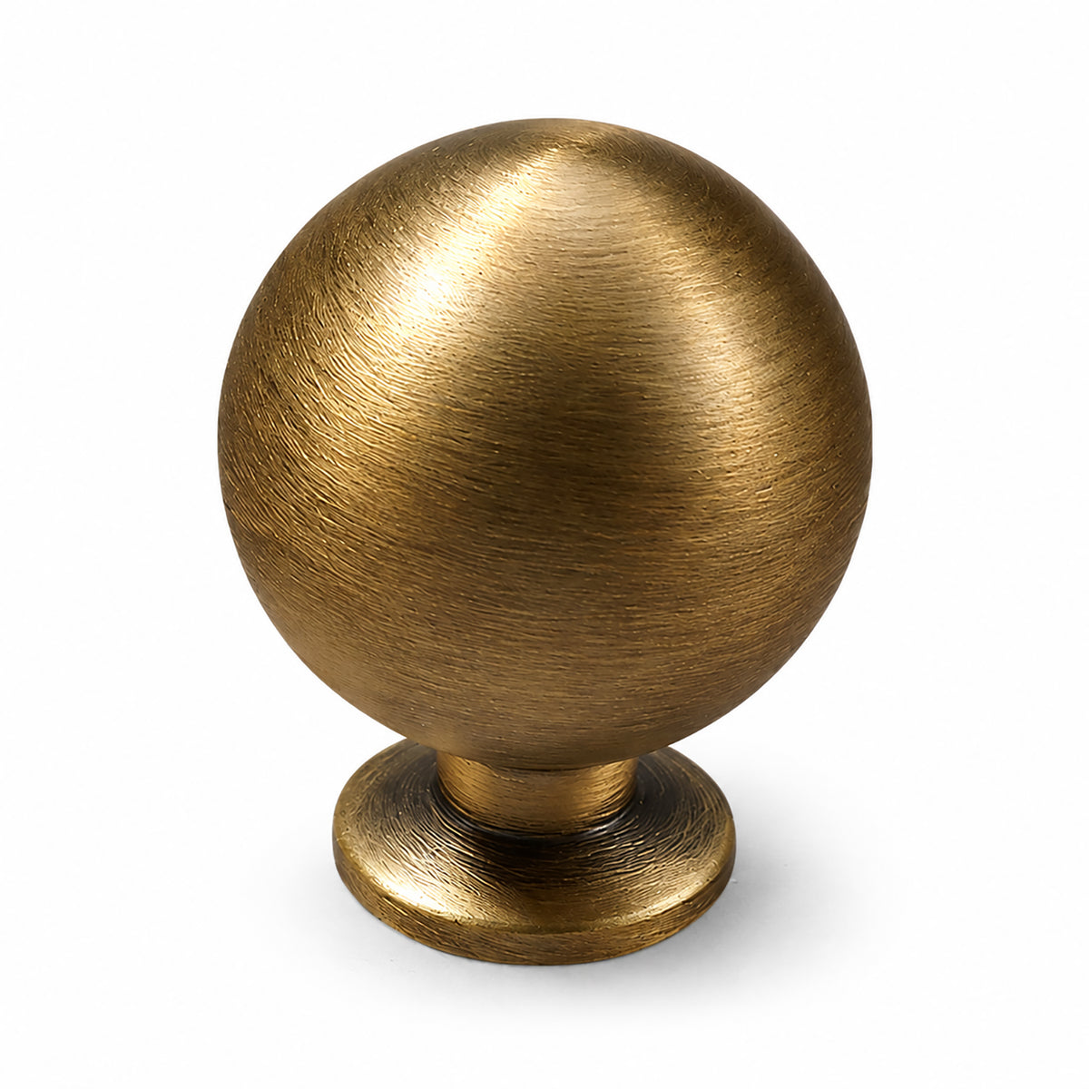Spherical brass cabinet knob with brushed bronze finish, style #8 (25 mm option).