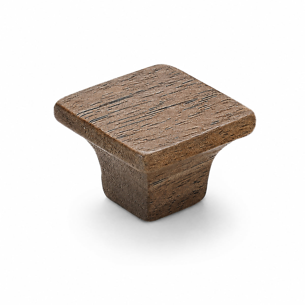 Flared square walnut cabinet knob, style #8.