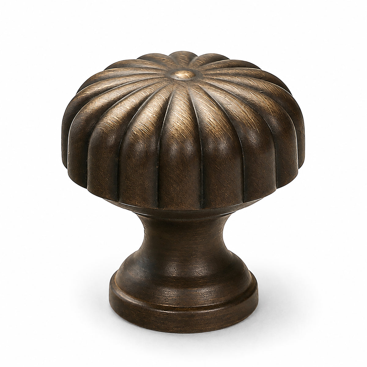 Bronze-finish solid brass round cabinet knob, style #9 (25 mm).