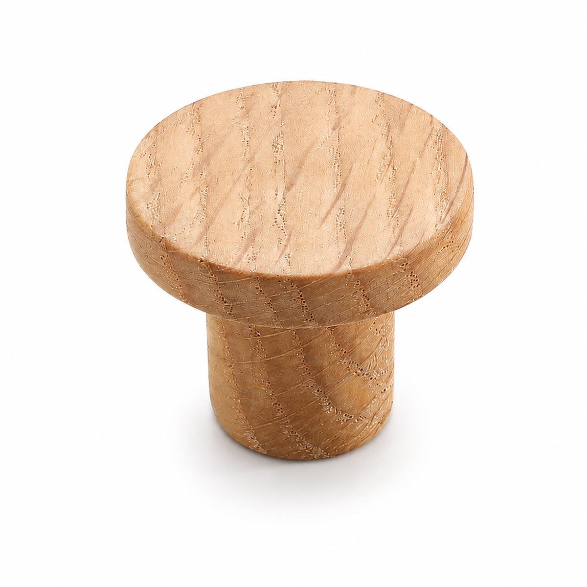Cylindrical round oak cabinet knob, style #9.