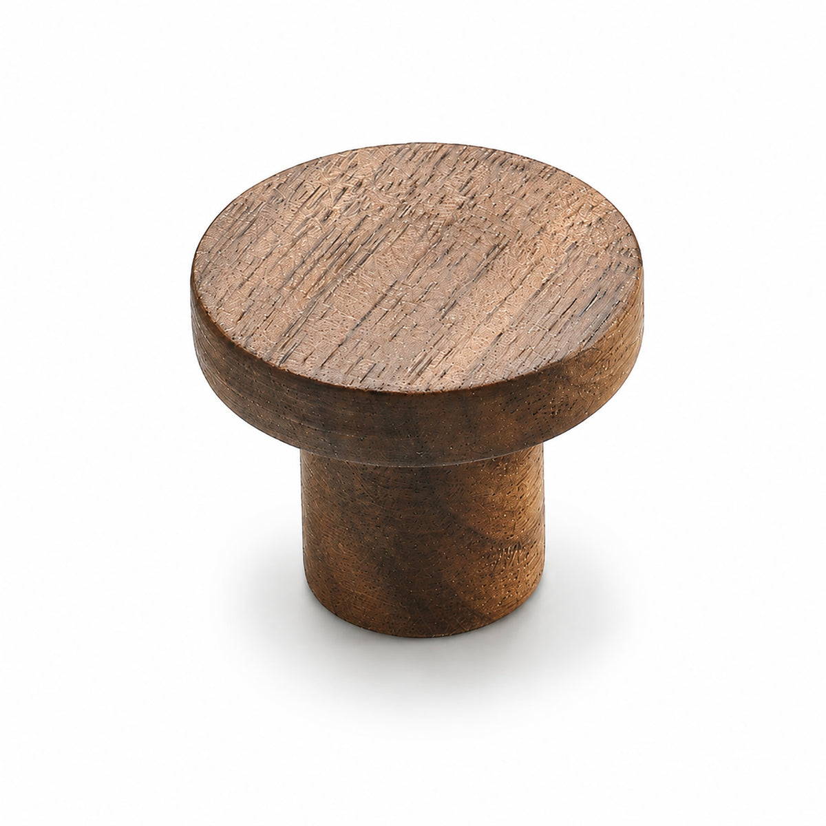 Cylindrical round walnut cabinet knob, style #9.