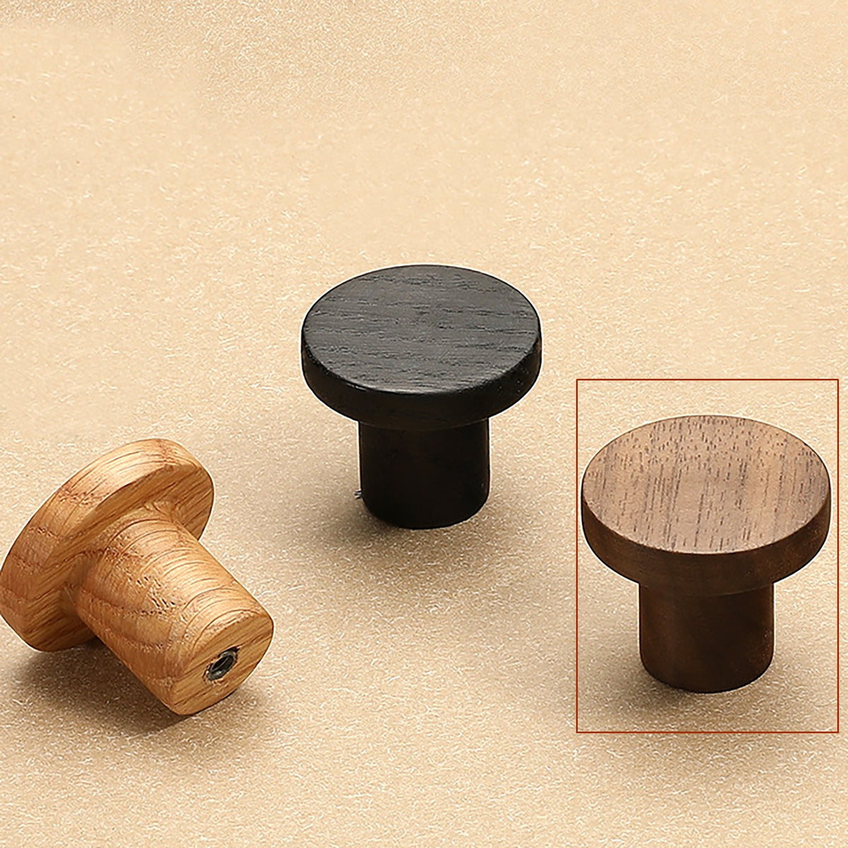 Additional view of cylindrical round walnut cabinet knob, style #9.
