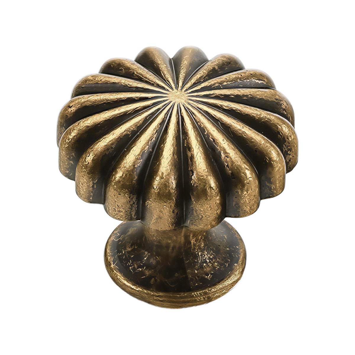 Antique bronze-tone fluted cabinet knob, option No. 1.