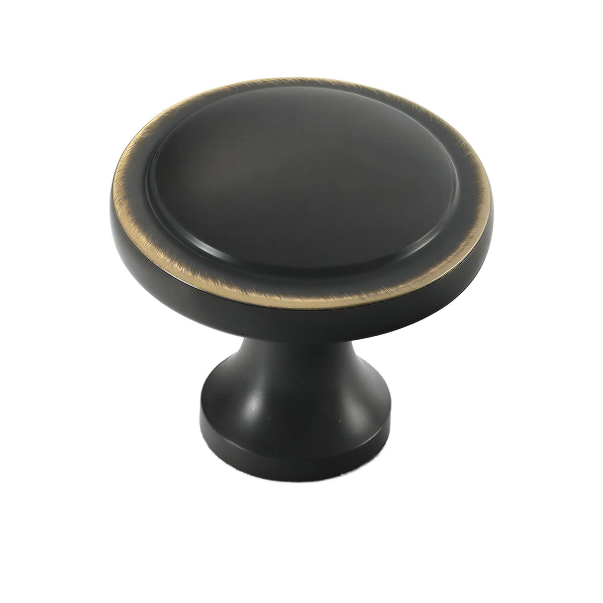 Solid brass cabinet knob, black, 31 mm round.