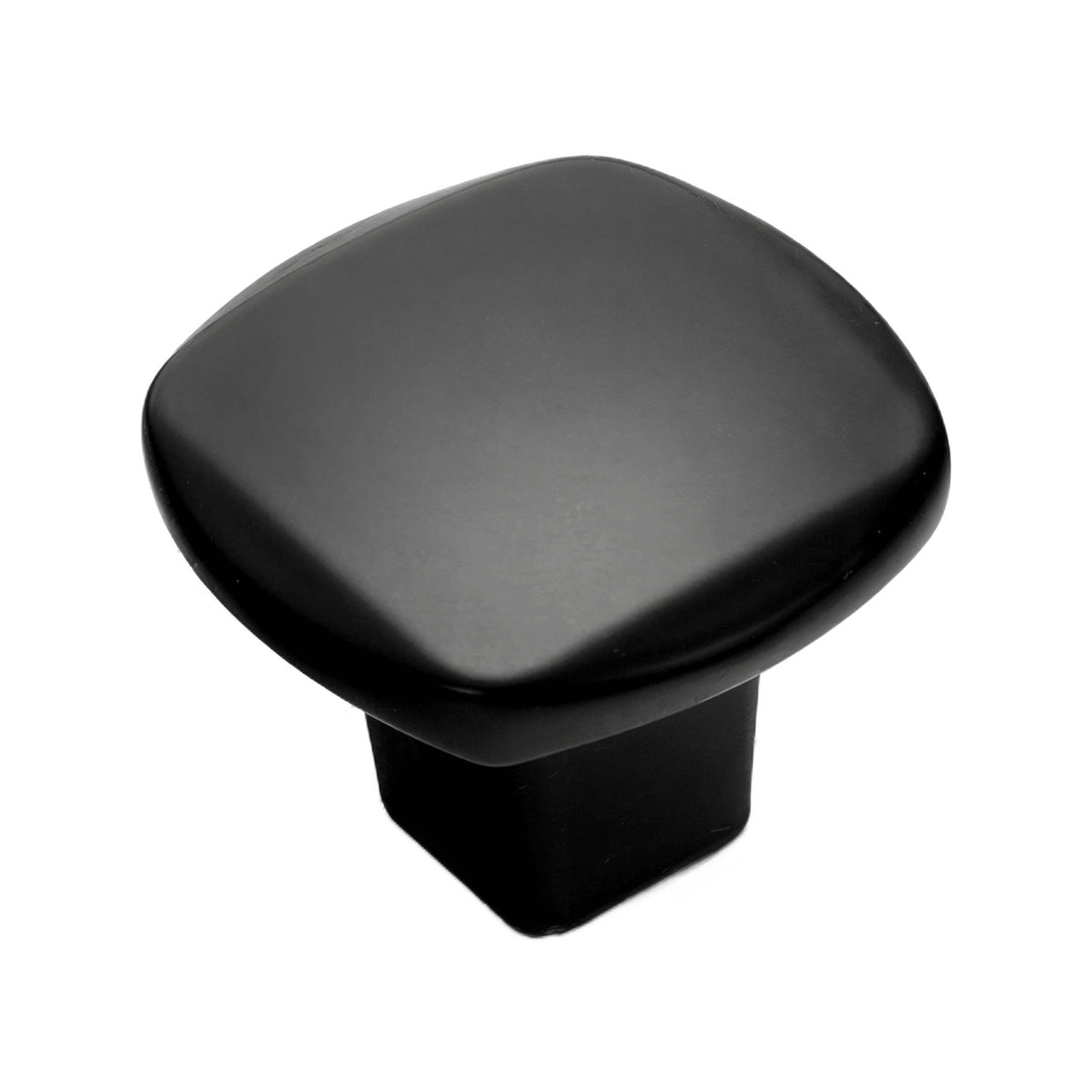 Smooth black rounded-square cabinet knob, option No. 3.