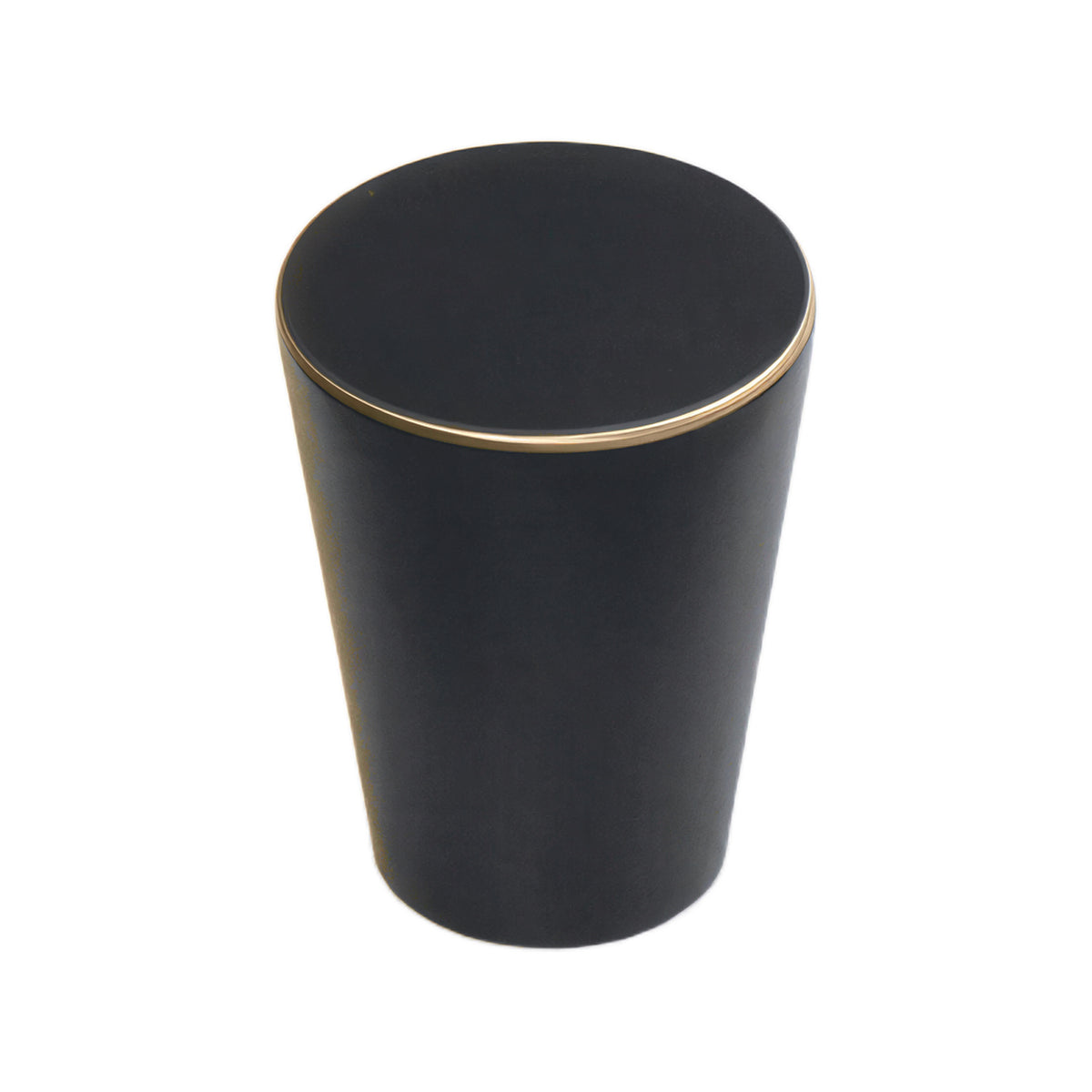 Black tapered cylindrical cabinet knob with a flat round top, option No. 4.