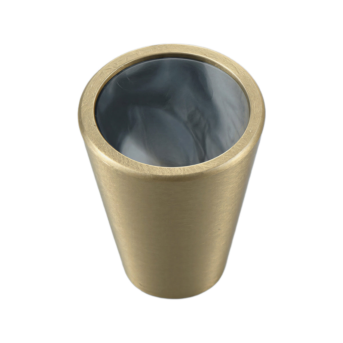 Solid brass conical cabinet knob with a charcoal marbled resin inlay, option No. 6.