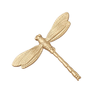Brass-tone dragonfly cabinet knob with textured wings.