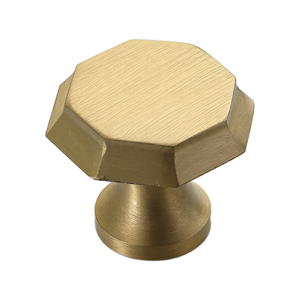 Brushed gold octagonal cabinet knob, option No. 6.