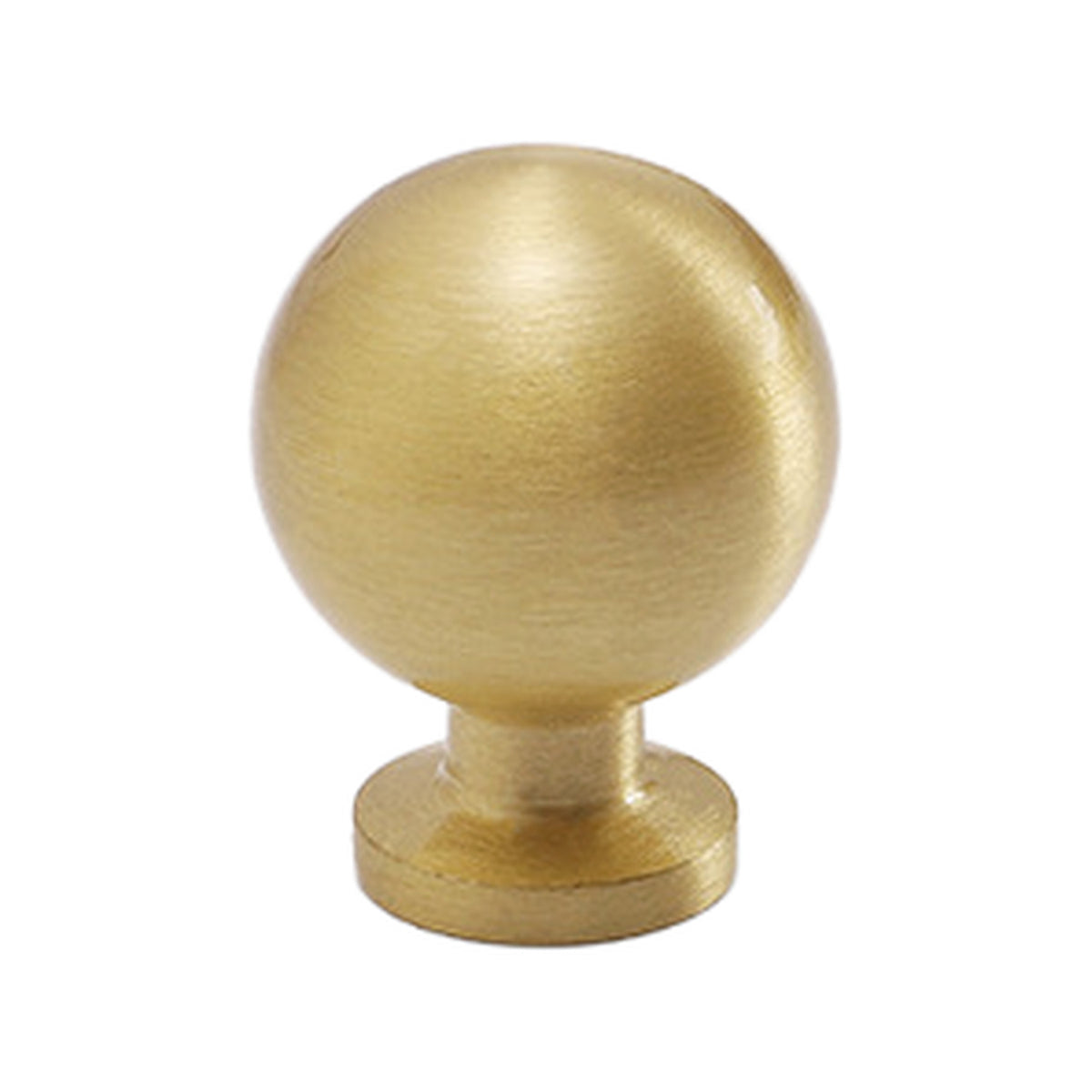 Brushed gold-tone round cabinet knob, option No. 6.