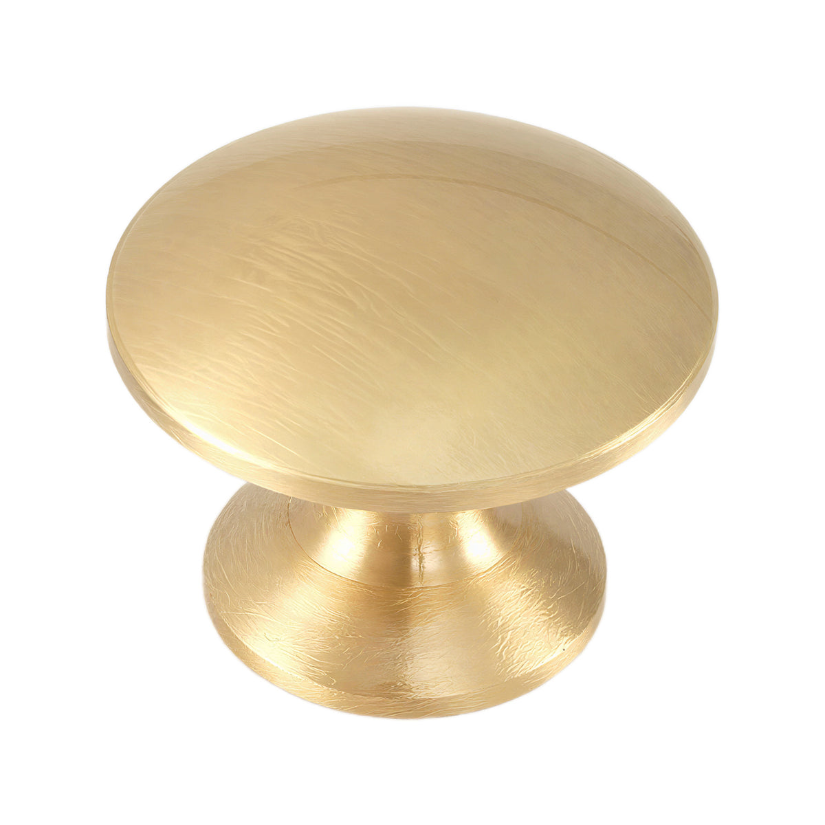 Brushed gold-tone round cabinet knob with a smooth domed face, option No. 4, 32 mm.