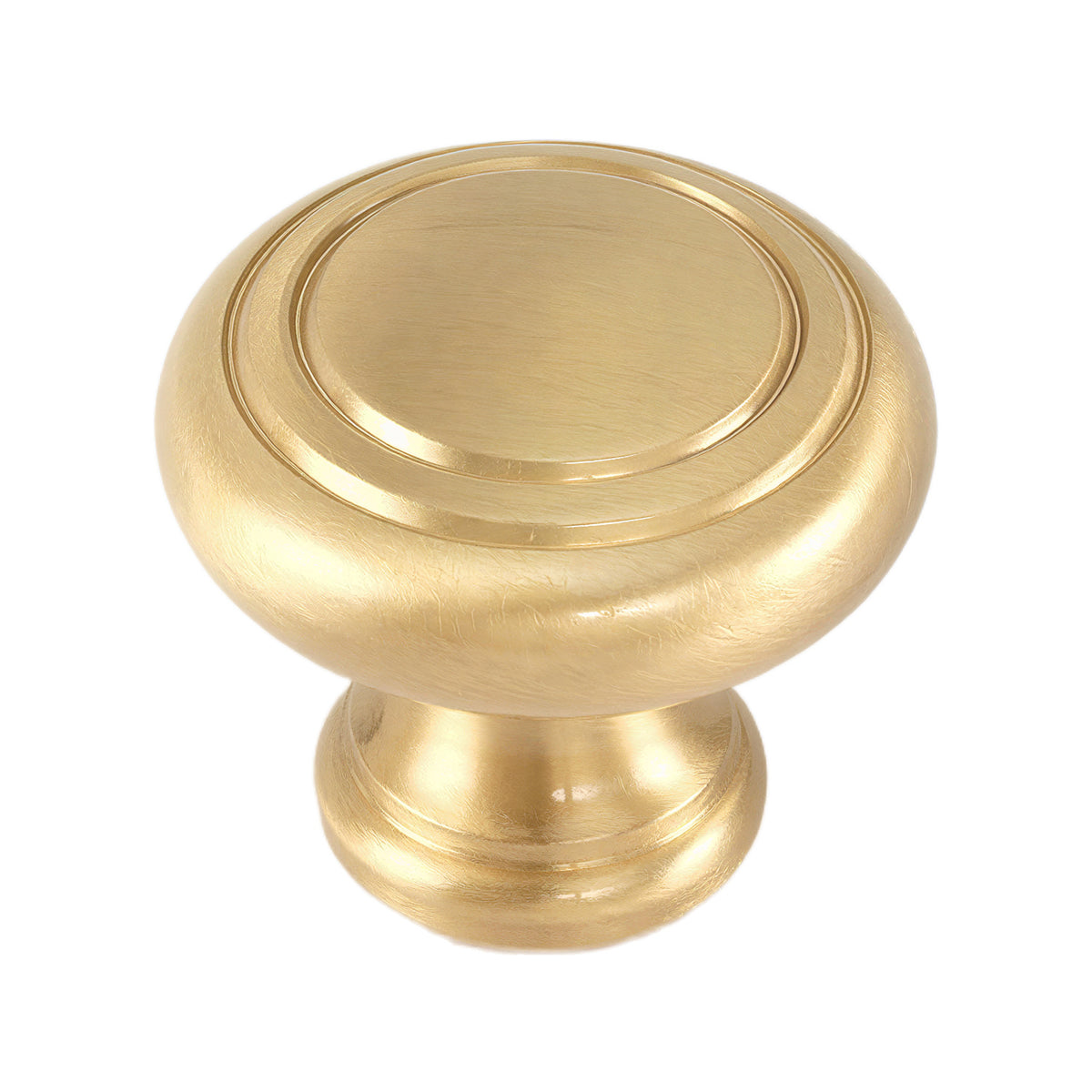Brushed gold-tone round cabinet knob with a stepped ring face, option No. 3, 32 mm.