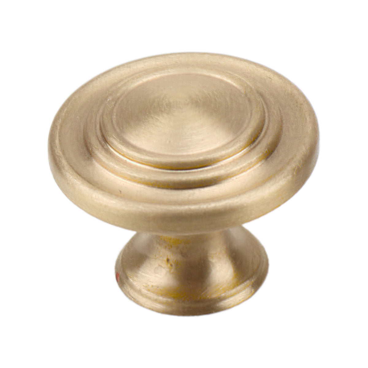 Brushed gold round cabinet knob with stepped concentric rings, option No. 5.