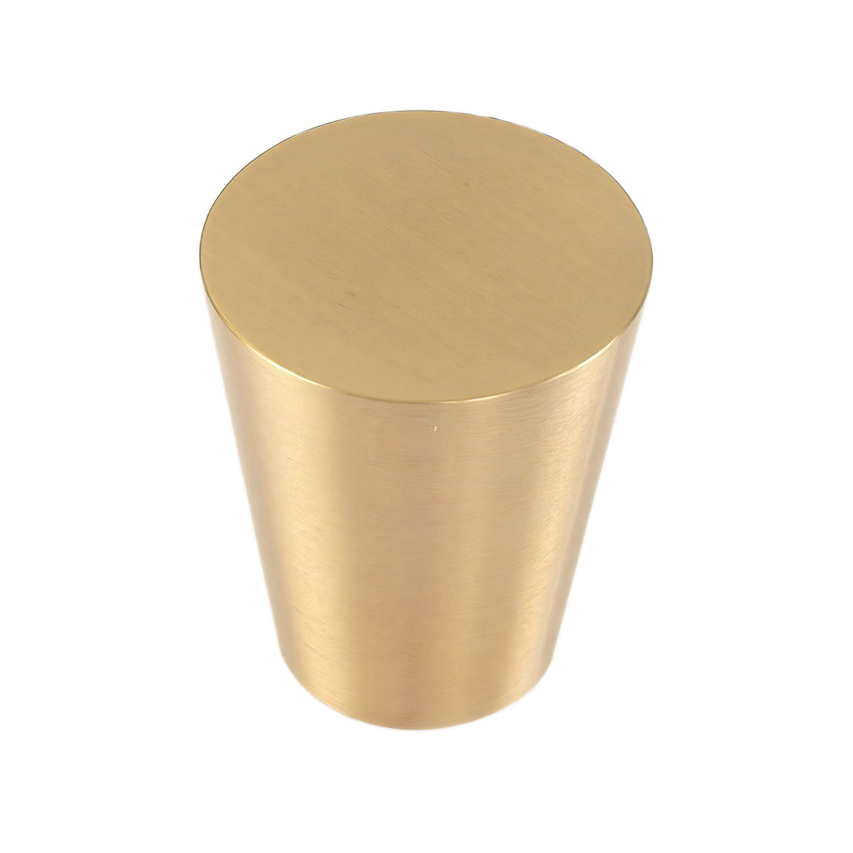 Brushed gold-tone tapered cone cabinet knob, option No. 8, 24 mm.