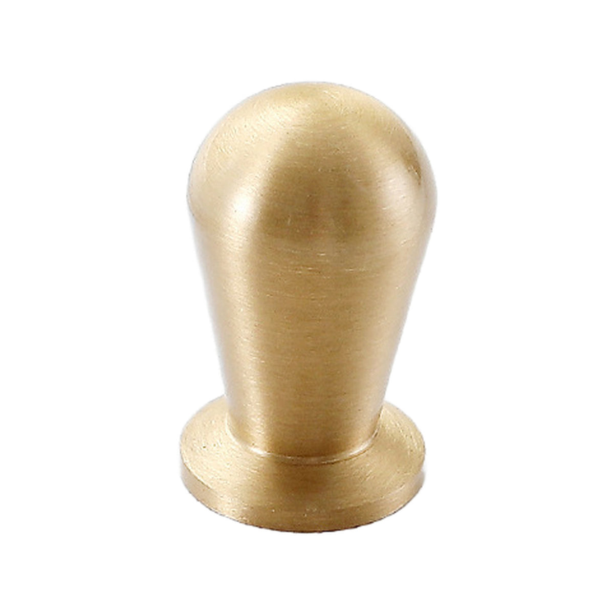Brushed gold-tone teardrop cabinet knob, 18 mm, option No. 1.
