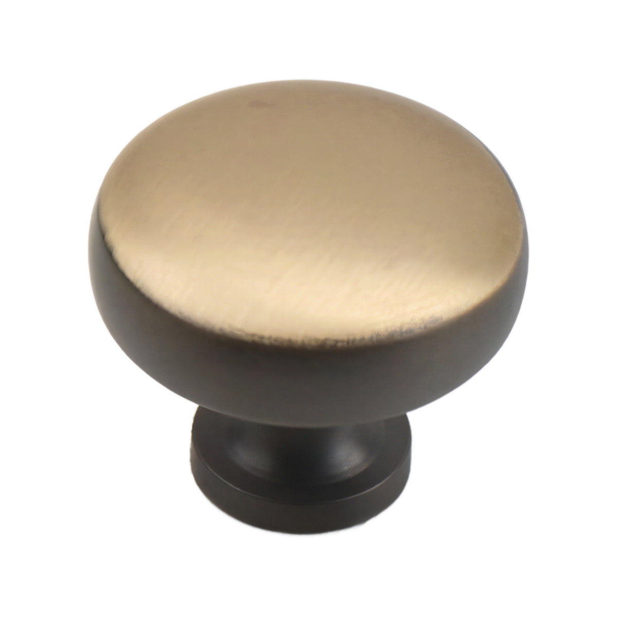 Coffee-brown round cabinet knob with a brass-tone domed top, option No. 2.