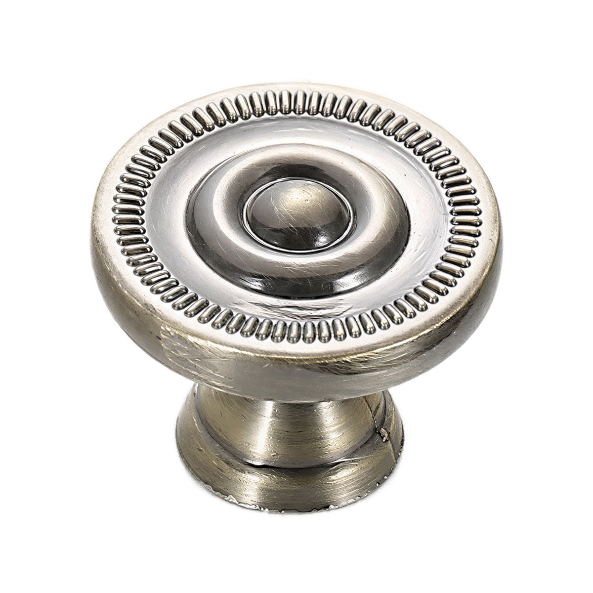 Round metal cabinet knob with concentric ridged rings, option No. 1, 22 mm.