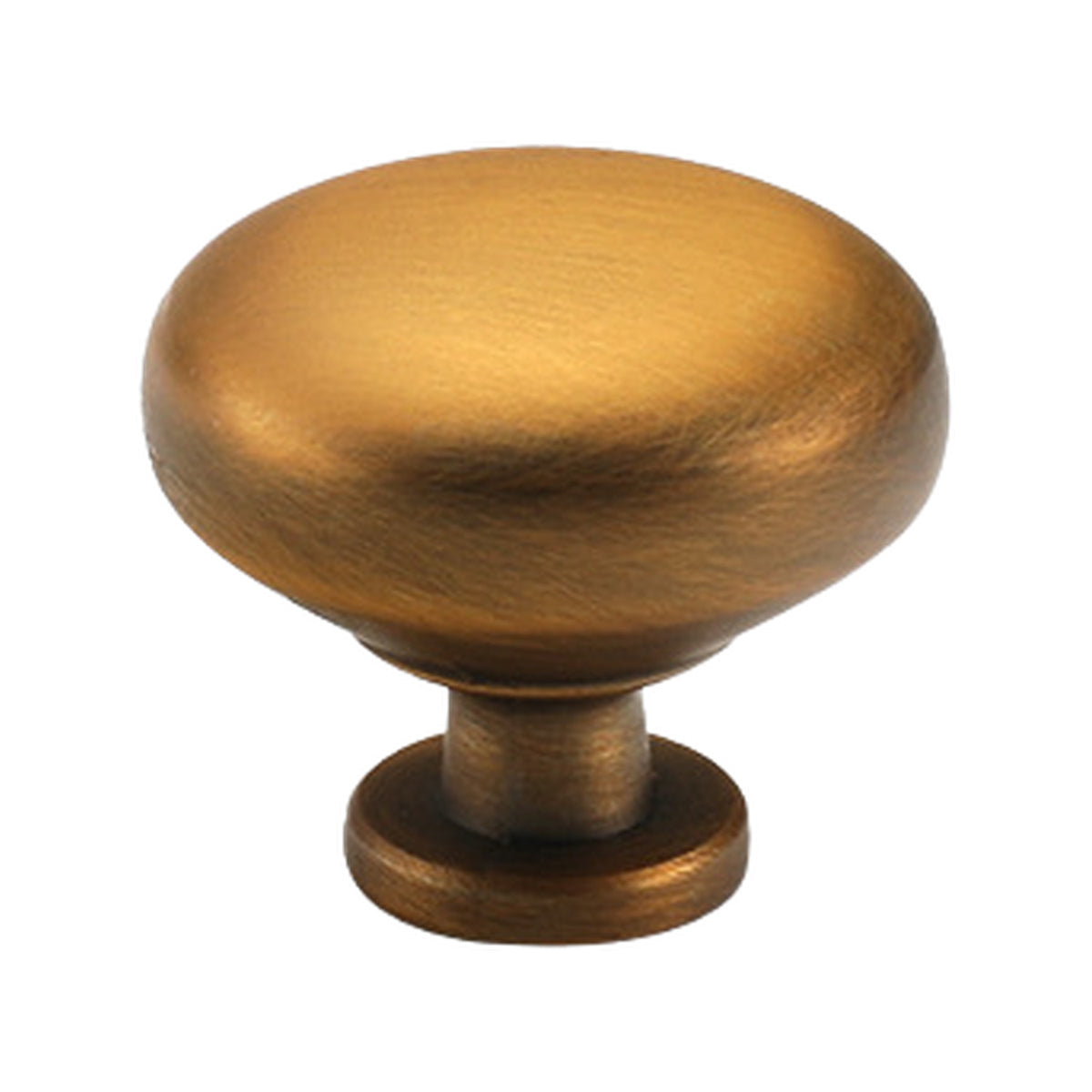 Copper-tone rounded cabinet knob, option No. 4.