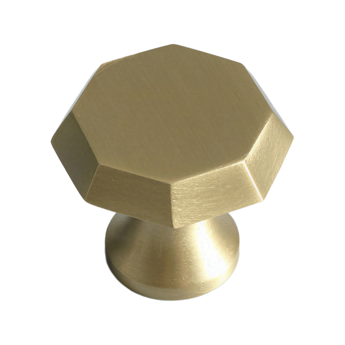 Brushed gold-tone faceted cabinet knob with a flat polygonal top, option No. 4.
