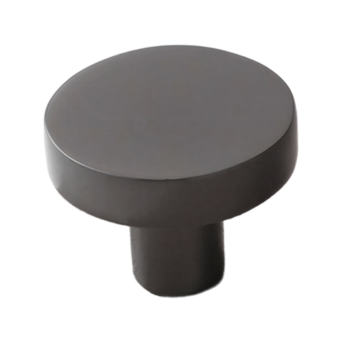 Gray round cabinet knob with a flat top, 30 mm.