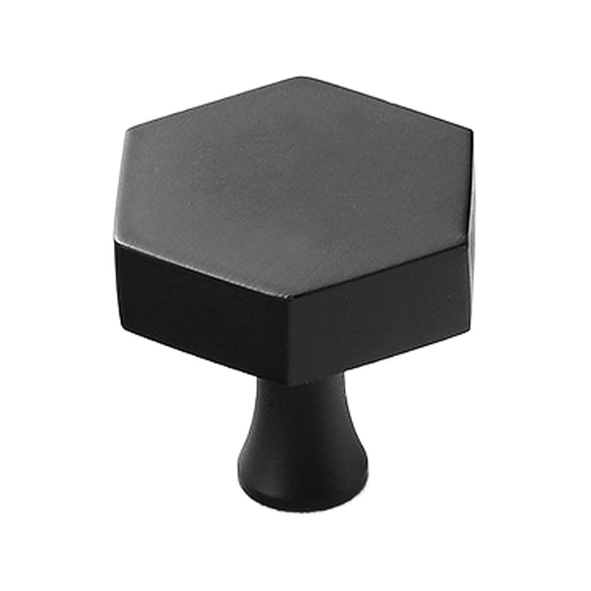 Matte black hexagonal cabinet knob, option No. 5.