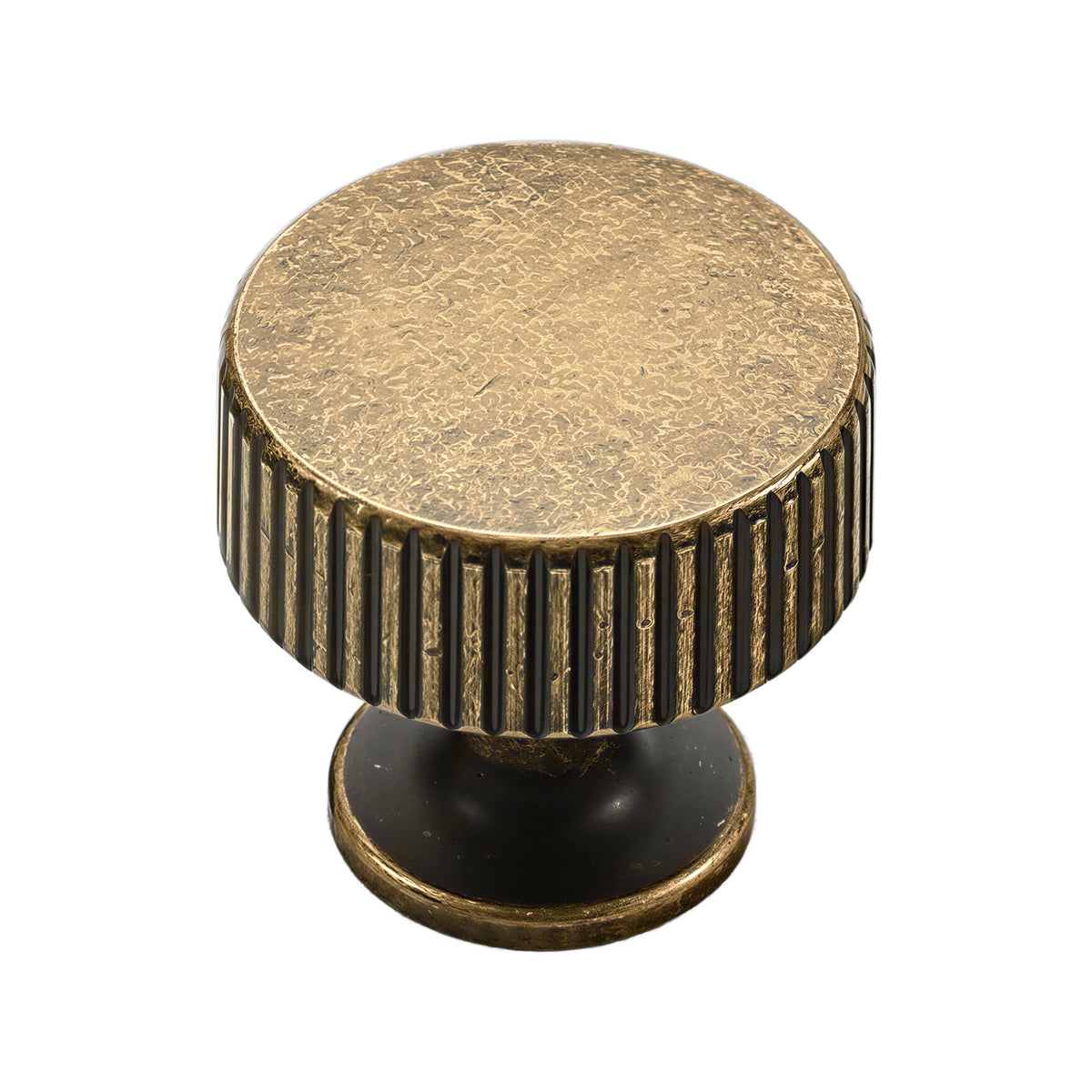 Metal cabinet knob, antique bronze finish.