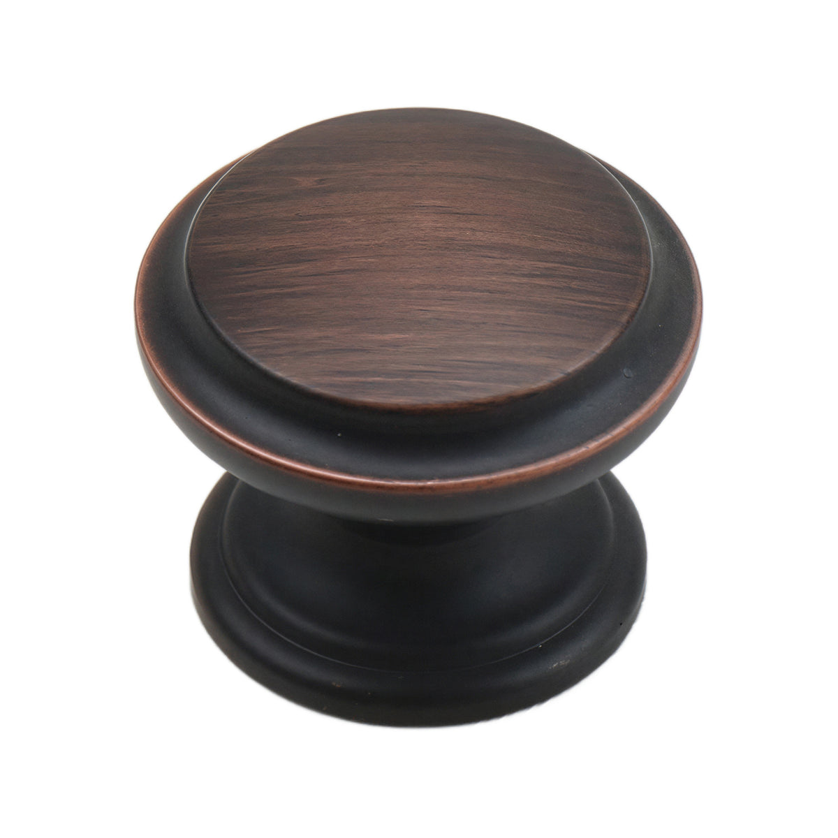 Red bronze-tone round mushroom cabinet knob with a copper-tone edge, option No. 1.